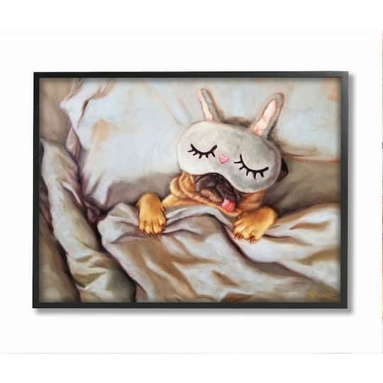 Stupell Industries Dog Nap Wall Art in Black Frame